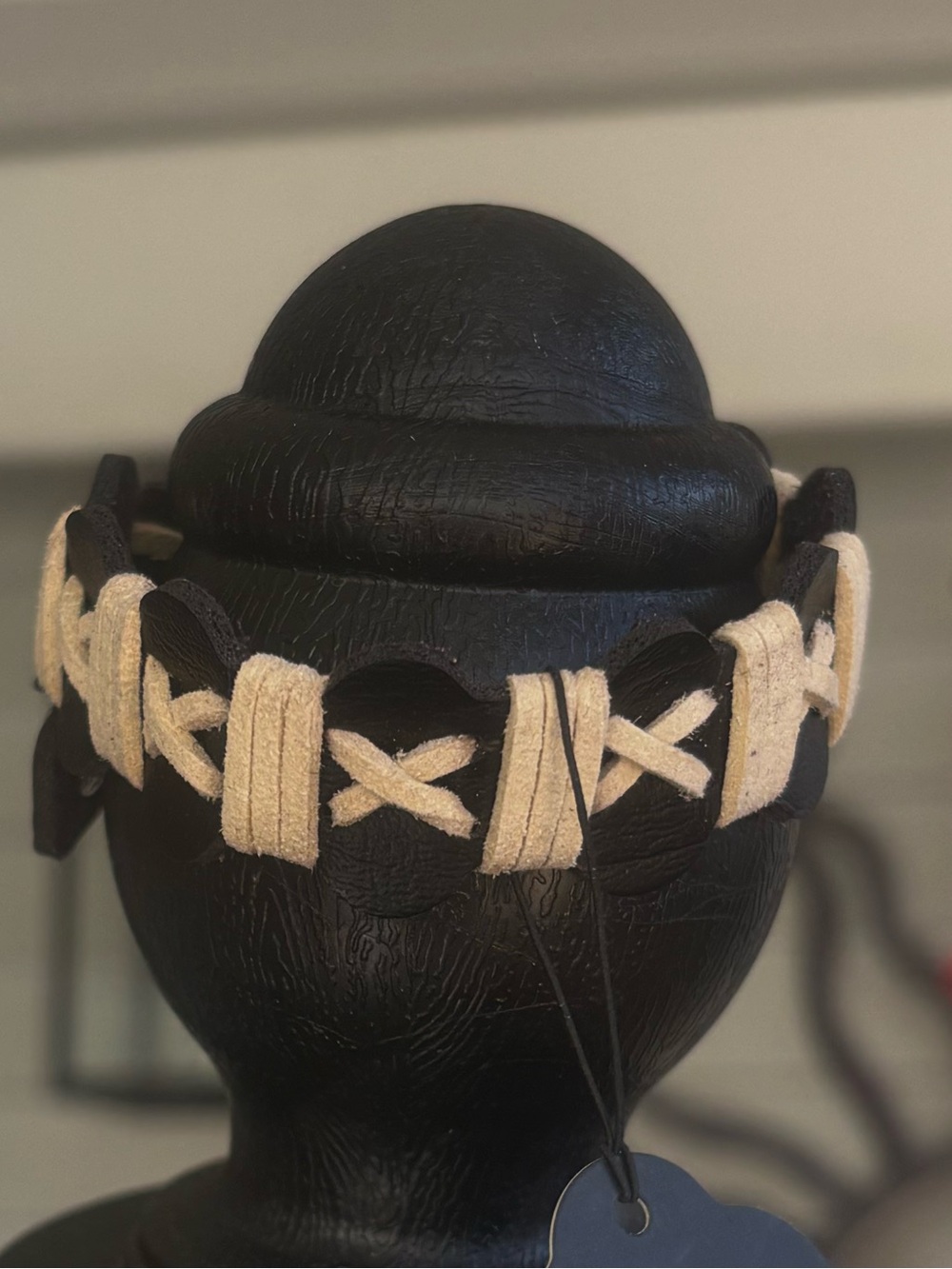 Handcrafted Black and Cream Braided Leather wristband - Women Accessories